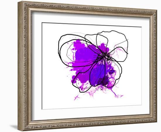 Purple Abstract Brush Splash Flower-Irena Orlov-Framed Art Print