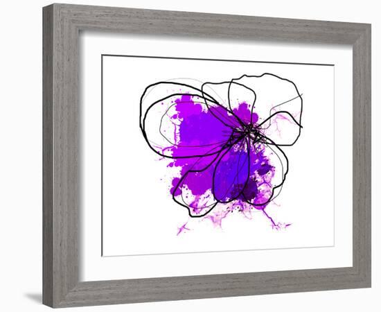 Purple Abstract Brush Splash Flower-Irena Orlov-Framed Art Print