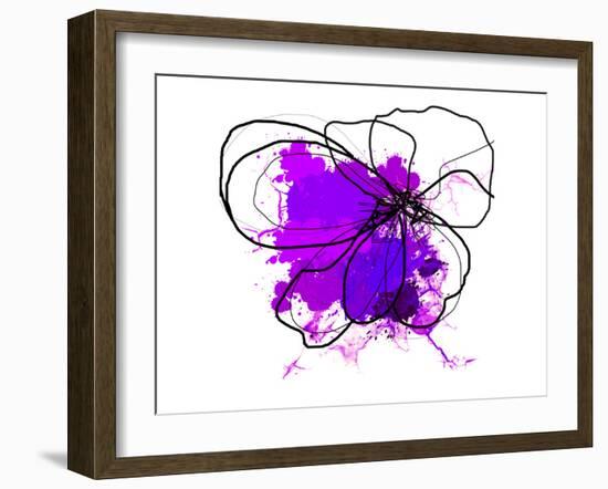 Purple Abstract Brush Splash Flower-Irena Orlov-Framed Art Print