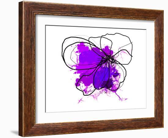 Purple Abstract Brush Splash Flower-Irena Orlov-Framed Art Print