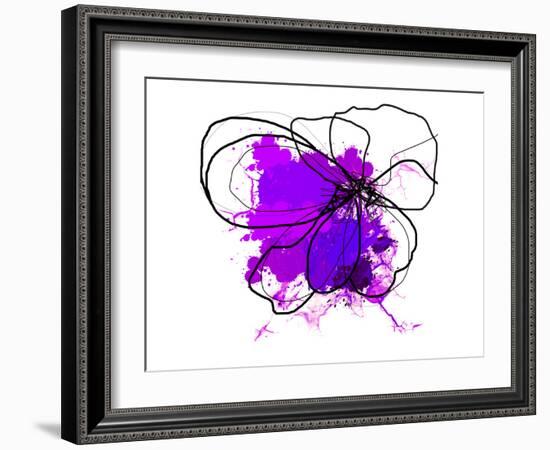 Purple Abstract Brush Splash Flower-Irena Orlov-Framed Art Print