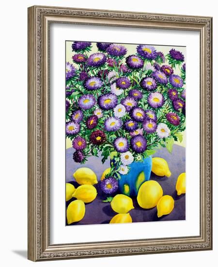Purple Asters and Lemons-Christopher Ryland-Framed Giclee Print