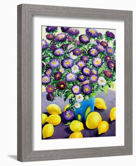 Purple Asters and Lemons-Christopher Ryland-Framed Giclee Print