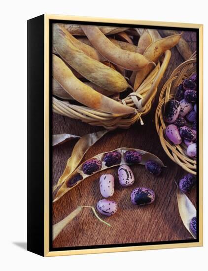 Purple Beans and Pods in Small Baskets-Vladimir Shulevsky-Framed Premier Image Canvas