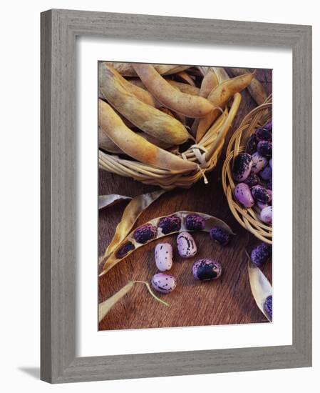 Purple Beans and Pods in Small Baskets-Vladimir Shulevsky-Framed Photographic Print