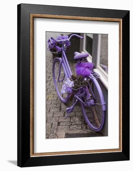 Purple bicycle on street, Limburg an der Lahn, Hesse, Germany-null-Framed Photographic Print