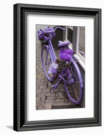 Purple bicycle on street, Limburg an der Lahn, Hesse, Germany-null-Framed Photographic Print