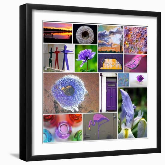 Purple Blossom Collage-Gail Peck-Framed Photo