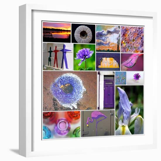 Purple Blossom Collage-Gail Peck-Framed Photo