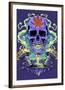 Purple Cannabis Skull With Mushrooms-FlyLand Designs-Framed Giclee Print
