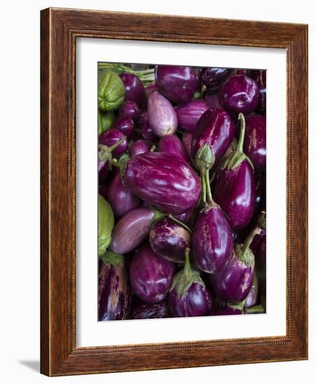 Purple eggplant, Seafront Market, St-Paul, Reunion Island, France-Walter Bibikow-Framed Photographic Print