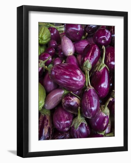 Purple eggplant, Seafront Market, St-Paul, Reunion Island, France-Walter Bibikow-Framed Photographic Print