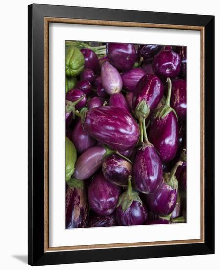 Purple eggplant, Seafront Market, St-Paul, Reunion Island, France-Walter Bibikow-Framed Photographic Print