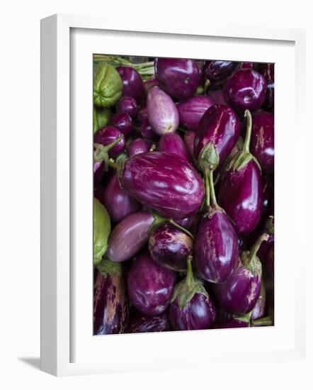 Purple eggplant, Seafront Market, St-Paul, Reunion Island, France-Walter Bibikow-Framed Photographic Print