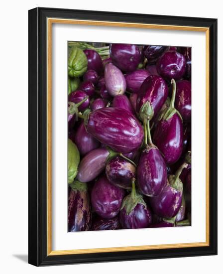 Purple eggplant, Seafront Market, St-Paul, Reunion Island, France-Walter Bibikow-Framed Photographic Print