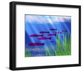 Purple Fish in Calm Blue Water with Seagrass-Rich LaPenna-Framed Giclee Print