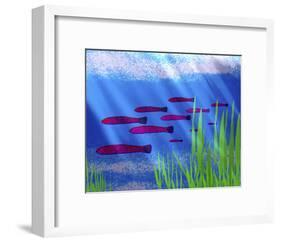 Purple Fish in Calm Blue Water with Seagrass-Rich LaPenna-Framed Giclee Print