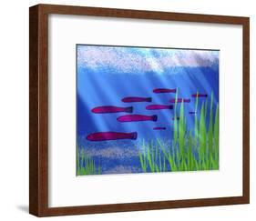 Purple Fish in Calm Blue Water with Seagrass-Rich LaPenna-Framed Giclee Print