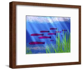 Purple Fish in Calm Blue Water with Seagrass-Rich LaPenna-Framed Photographic Print