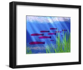 Purple Fish in Calm Blue Water with Seagrass-Rich LaPenna-Framed Photographic Print