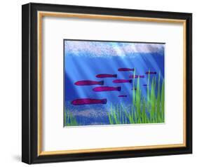 Purple Fish in Calm Blue Water with Seagrass-Rich LaPenna-Framed Photographic Print