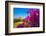 Purple flower of bougainvillea with pagoda in background, Old Bagan (Pagan),  Myanmar (Burma)-Jan Miracky-Framed Photographic Print