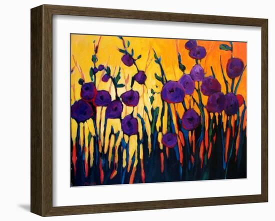 Purple Flowers against a Yellow Sky-Patty Baker-Framed Art Print