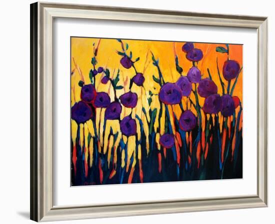 Purple Flowers against a Yellow Sky-Patty Baker-Framed Art Print