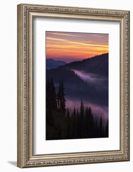 Purple Fog Sunset, Olympic National Park, Washington, USA-Gary Luhm-Framed Photographic Print