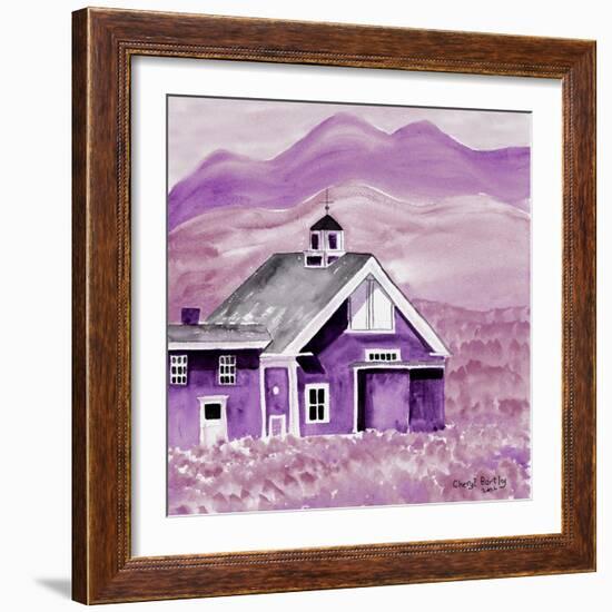 Purple Folk Art Barn-Cheryl Bartley-Framed Giclee Print