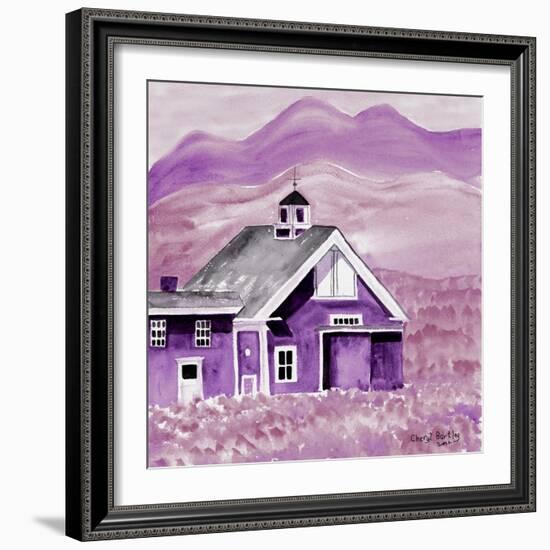 Purple Folk Art Barn-Cheryl Bartley-Framed Giclee Print