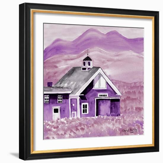 Purple Folk Art Barn-Cheryl Bartley-Framed Giclee Print