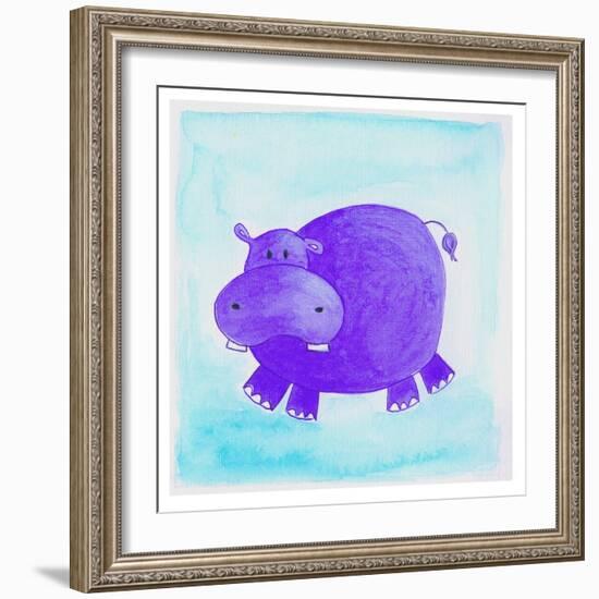 Purple Hippo-null-Framed Giclee Print