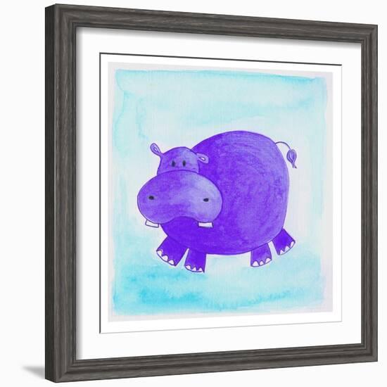 Purple Hippo-null-Framed Giclee Print