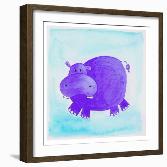 Purple Hippo-null-Framed Giclee Print