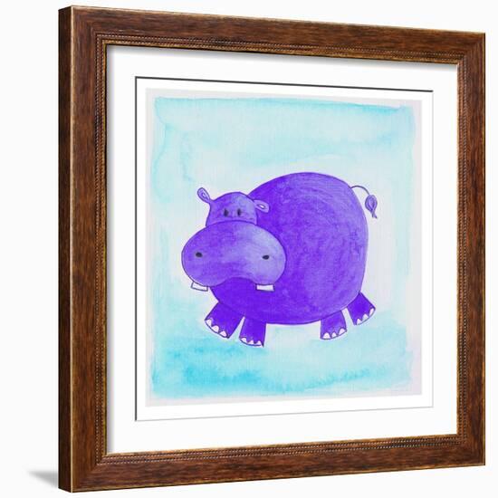 Purple Hippo-null-Framed Giclee Print