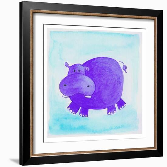Purple Hippo--Framed Giclee Print