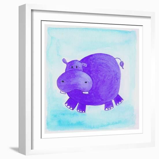 Purple Hippo-null-Framed Giclee Print