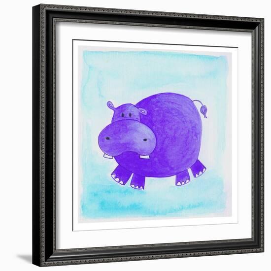 Purple Hippo-null-Framed Giclee Print