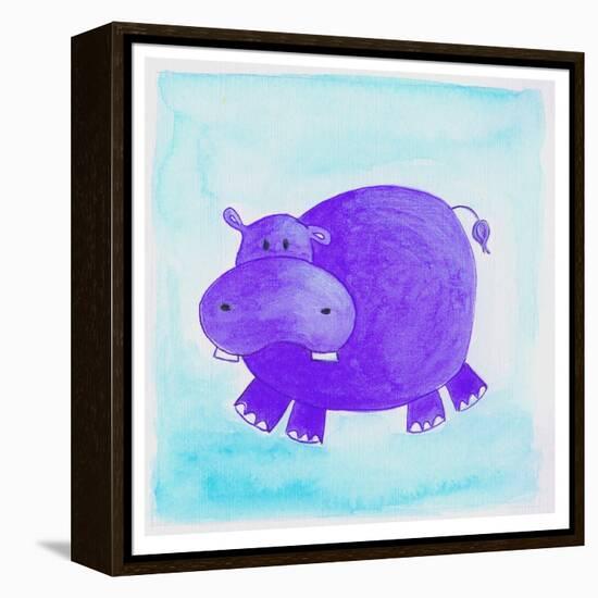 Purple Hippo-null-Framed Premier Image Canvas