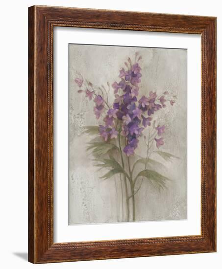 Purple Larkspur Garden on Grey-Albena Hristova-Framed Art Print