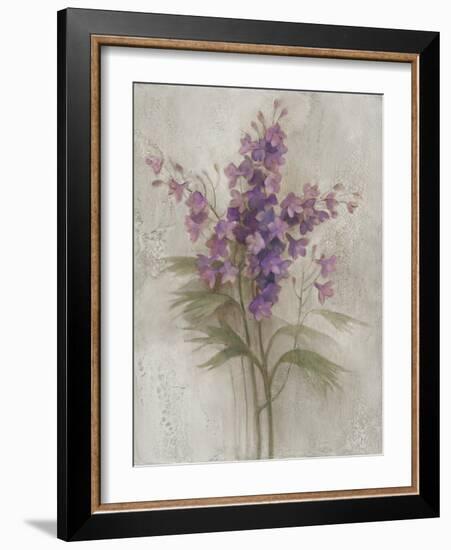 Purple Larkspur Garden on Grey-Albena Hristova-Framed Art Print