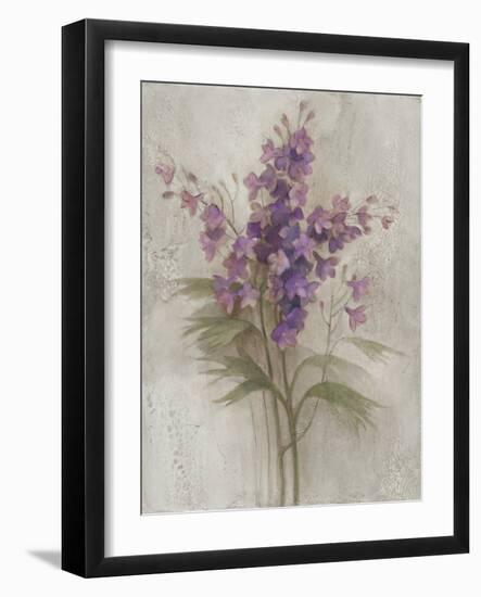 Purple Larkspur Garden on Grey-Albena Hristova-Framed Art Print