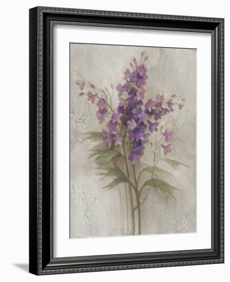 Purple Larkspur Garden on Grey-Albena Hristova-Framed Art Print