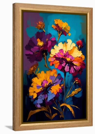 Purple Marigolds-Avril Anouilh-Framed Stretched Canvas