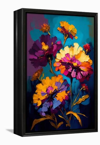 Purple Marigolds-Avril Anouilh-Framed Stretched Canvas