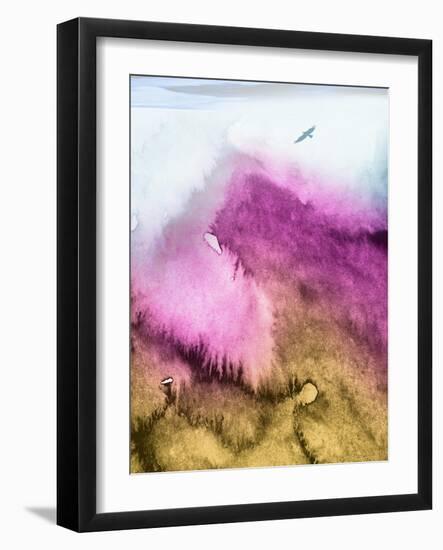 Purple Mountains and Eagle-Hallie Clausen-Framed Art Print
