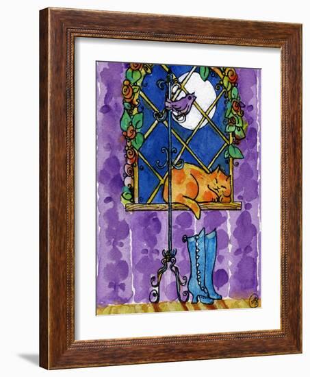 Purple Night Kitty Cat-sylvia pimental-Framed Art Print