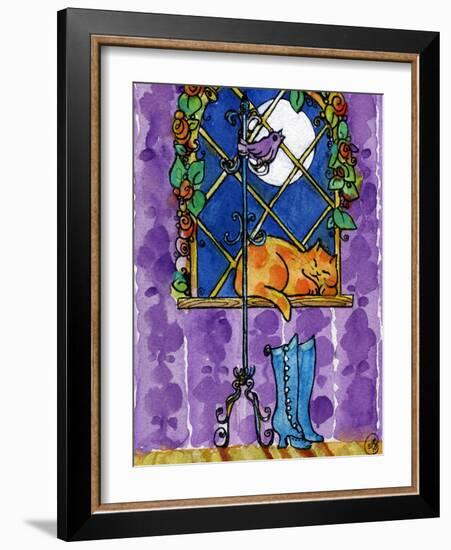 Purple Night Kitty Cat-sylvia pimental-Framed Art Print