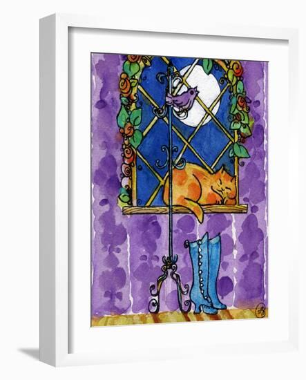Purple Night Kitty Cat-sylvia pimental-Framed Art Print